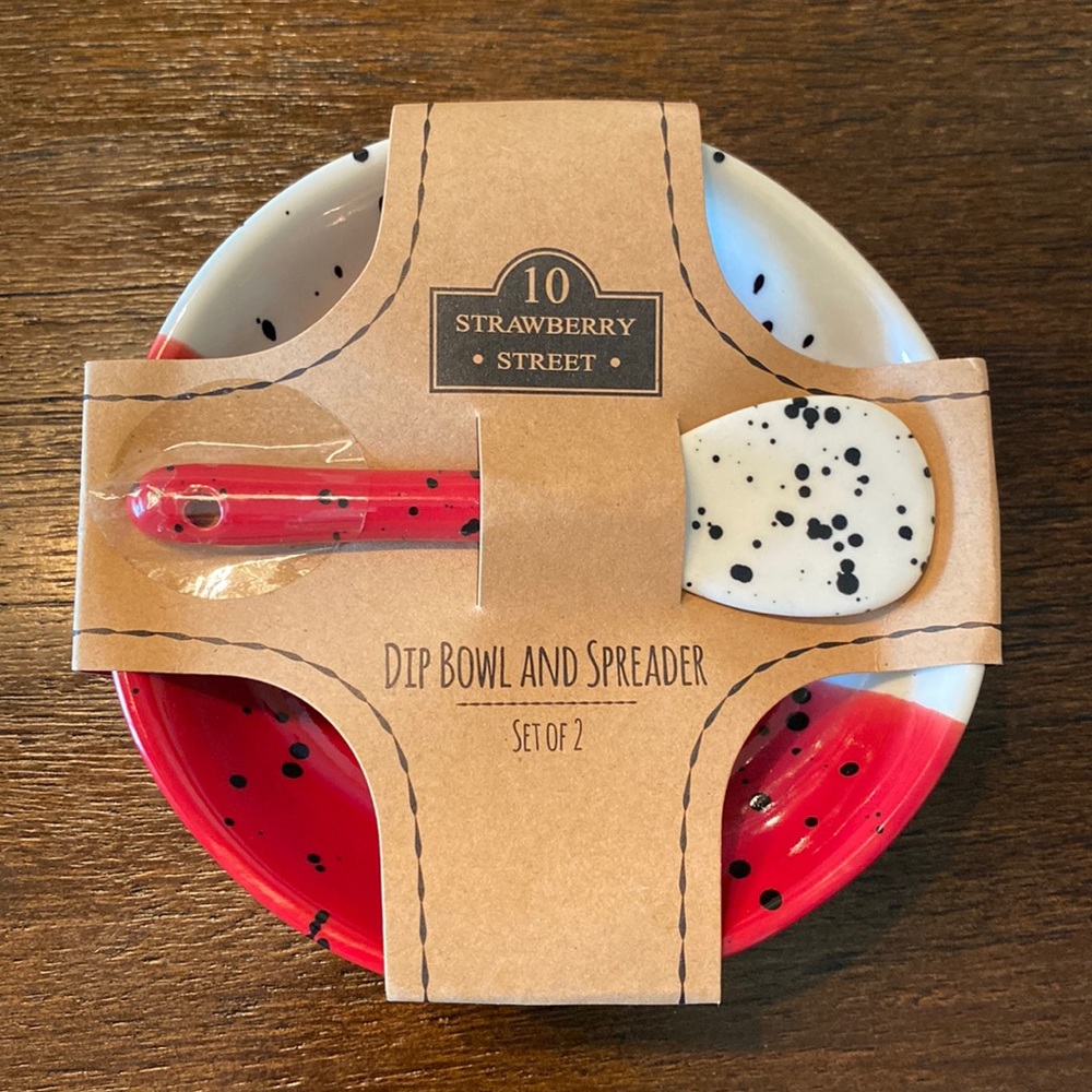🍓10 Strawberry Street Dip Bowl + Spreader Set